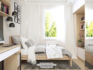 Białystok | Zwycięstwa | Mieszkanie dla młodego mężczyzny - Średnia biała czarna z biurkiem sypialnia, styl nowoczesny - zdjęcie od "TWORZYWO" Warsztat Architektury Wnętrz