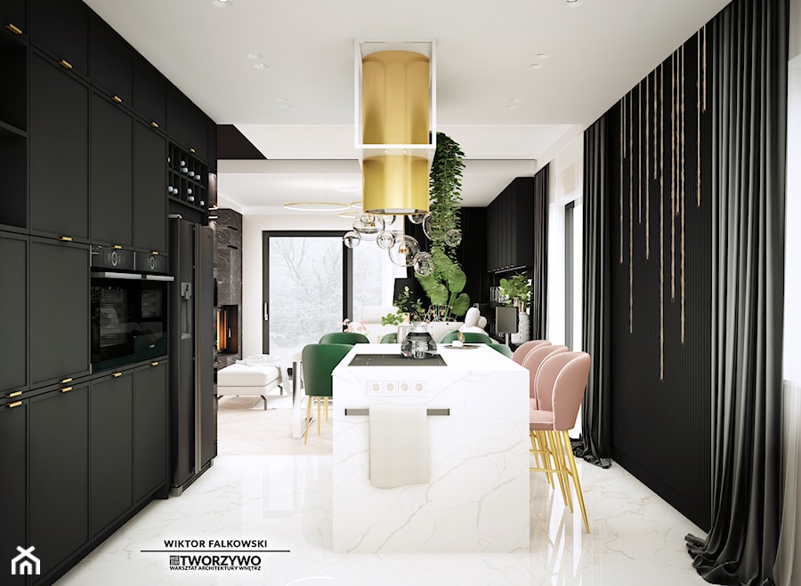 Dobrzyniewo | Projekt domu jednorodzinnego w stylu black modern classic - Kuchnia, styl nowoczesny - zdjęcie od "TWORZYWO" Warsztat Architektury Wnętrz