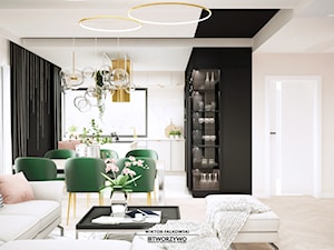Dobrzyniewo | Projekt domu jednorodzinnego w stylu black modern classic - Salon, styl nowoczesny - zdjęcie od "TWORZYWO" Warsztat Architektury Wnętrz