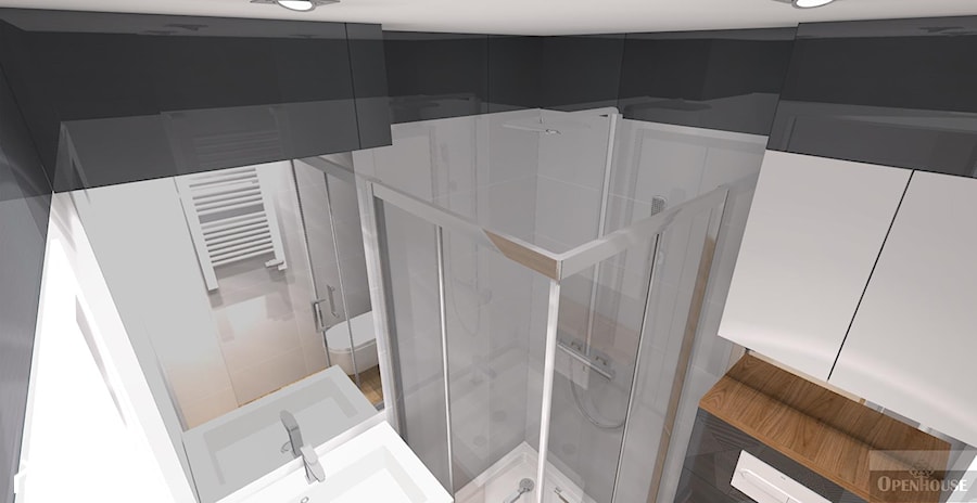 3 pokoje w nowoczesnym rozwiązaniu - Z punktowym oświetleniem łazienka, styl nowoczesny - zdjęcie od OPEN HOUSE INVEST