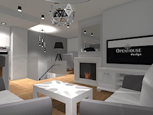 Dwupoziomowe na Merkurego - Średni szary salon z jadalnią, styl nowoczesny - zdjęcie od OPEN HOUSE INVEST