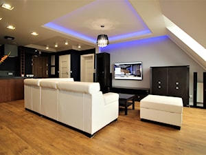 Długa Apartament - Średni beżowy szary salon z kuchnią - zdjęcie od OPEN HOUSE INVEST