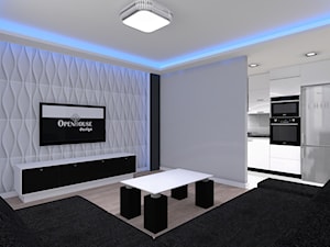 3 pokoje dla rodziny - Średni szary salon z kuchnią - zdjęcie od OPEN HOUSE INVEST