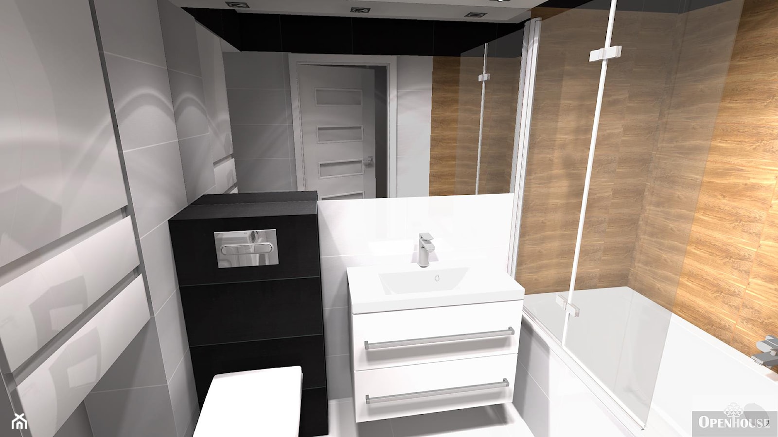 Kompaktowe 2 pokoje - Mała bez okna z lustrem z punktowym oświetleniem łazienka - zdjęcie od OPEN HOUSE INVEST - Homebook
