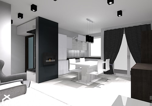 Przytulne na Merkurego - Średni biały salon z kuchnią z jadalnią, styl nowoczesny - zdjęcie od OPEN HOUSE INVEST