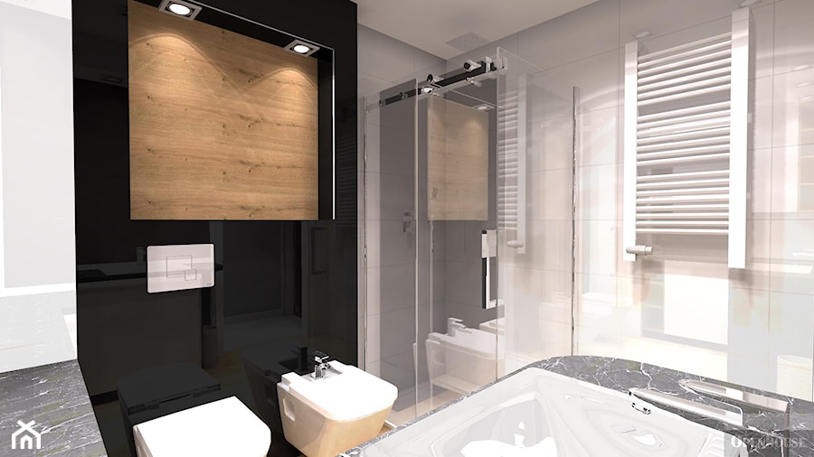 Kompaktowe mieszkanie dla dwojga - Mała bez okna z punktowym oświetleniem łazienka, styl nowoczesny - zdjęcie od OPEN HOUSE INVEST