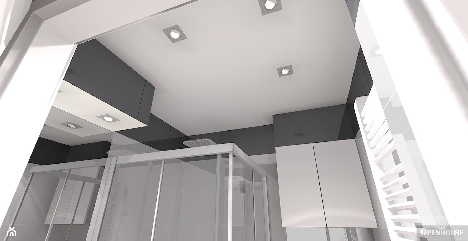 3 pokoje w nowoczesnym rozwiązaniu - Średnia z punktowym oświetleniem łazienka z oknem, styl nowoczesny - zdjęcie od OPEN HOUSE INVEST - Homebook
