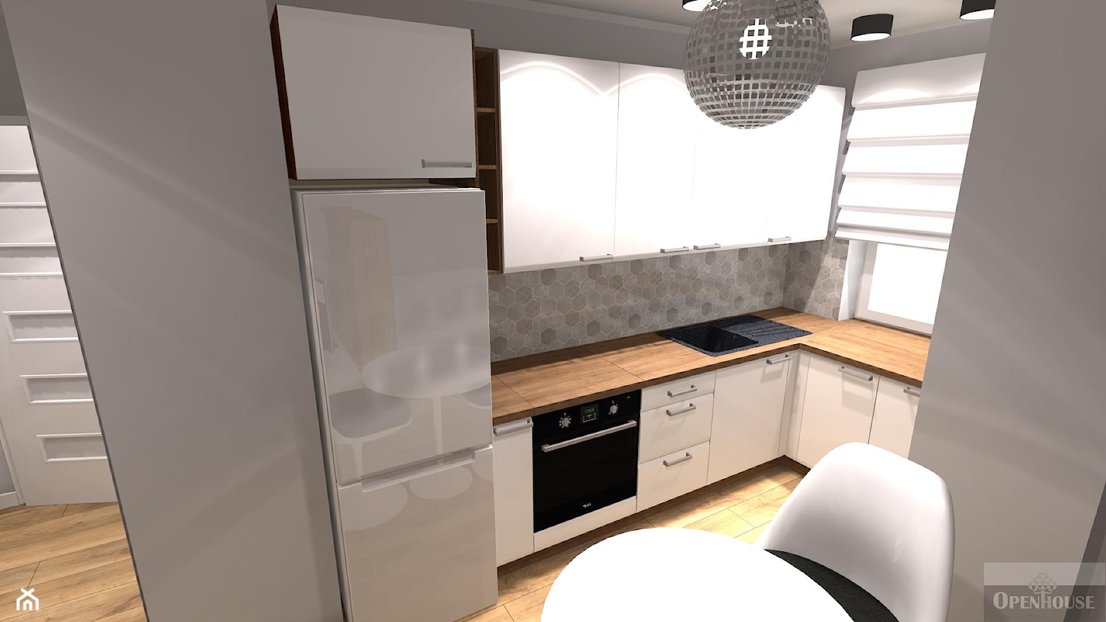 Kompaktowe 2 pokoje - Mała otwarta szara z zabudowaną lodówką z nablatowym zlewozmywakiem kuchnia w kształcie litery l z oknem - zdjęcie od OPEN HOUSE INVEST - Homebook