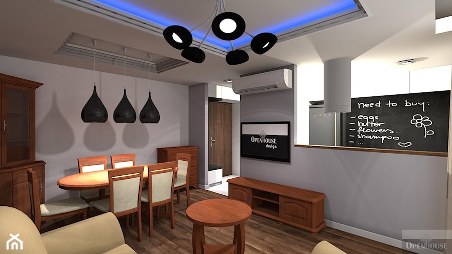 Kompaktowe mieszkanie dla dwojga - Średni szary salon z jadalnią, styl tradycyjny - zdjęcie od OPEN HOUSE INVEST