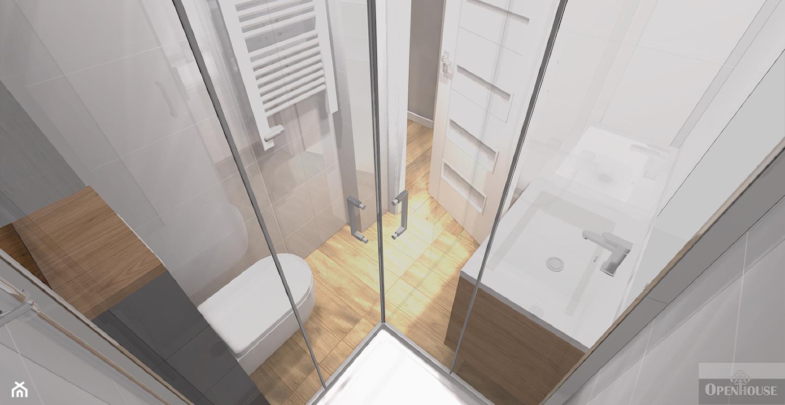 3 pokoje w nowoczesnym rozwiązaniu - Mała bez okna z lustrem łazienka, styl nowoczesny - zdjęcie od OPEN HOUSE INVEST - Homebook