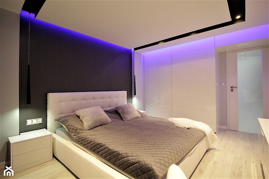 Nowoczesne na Budowlanych - Średnia biała czarna sypialnia, styl nowoczesny - zdjęcie od OPEN HOUSE INVEST