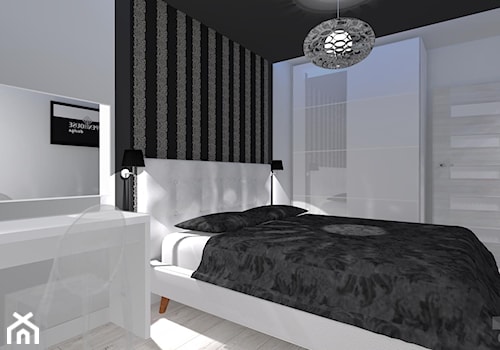 Nowoczesne z miedzianymi dekoracjami - Średnia biała czarna z biurkiem sypialnia - zdjęcie od OPEN HOUSE INVEST