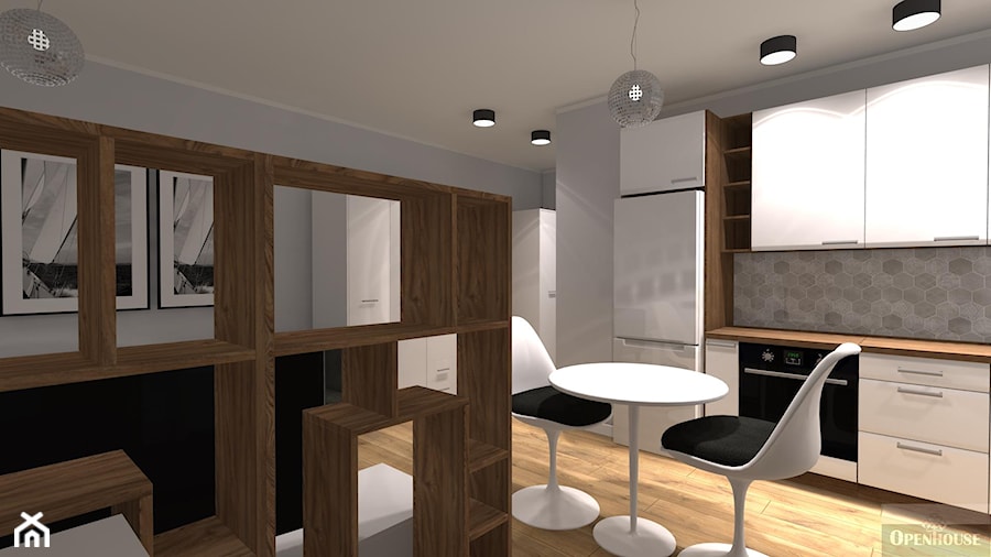 Kompaktowe 2 pokoje - Mała szara jadalnia w kuchni - zdjęcie od OPEN HOUSE INVEST