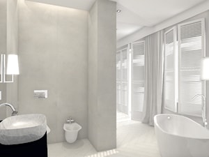 Łazienka konkursowa 2 - Średnia na poddaszu łazienka z oknem, styl nowoczesny - zdjęcie od ONE HOME Studio Architektury Wnętrz