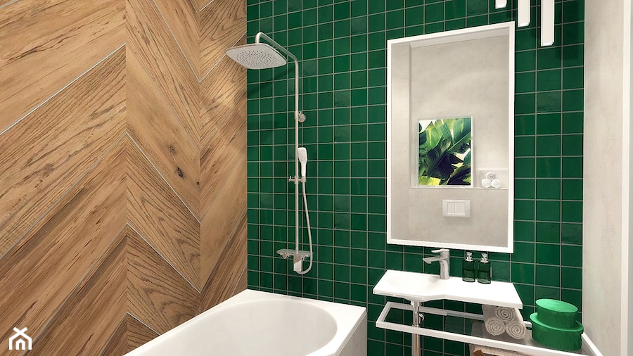 Łazienka konkursowa - Mała na poddaszu bez okna łazienka, styl industrialny - zdjęcie od ONE HOME Studio Architektury Wnętrz