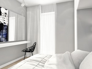 Mieszkanie 56 m2 - Średnia biała niebieska szara z panelami tapicerowanymi sypialnia, styl nowoczesny - zdjęcie od ONE HOME Studio Architektury Wnętrz