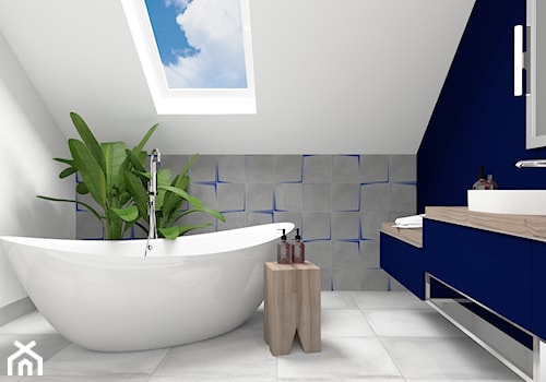 Łazienka salon kąpielowy - Średnia na poddaszu łazienka z oknem, styl nowoczesny - zdjęcie od ONE HOME Studio Architektury Wnętrz