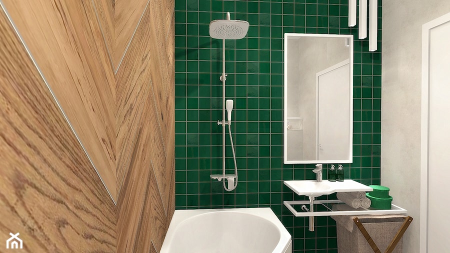Łazienka konkursowa - Mała bez okna z lustrem łazienka, styl industrialny - zdjęcie od ONE HOME Studio Architektury Wnętrz