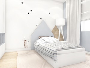 Mieszkanie 56 m2 - Średni biały szary pokój dziecka dla nastolatka dla chłopca dla dziewczynki, styl nowoczesny - zdjęcie od ONE HOME Studio Architektury Wnętrz