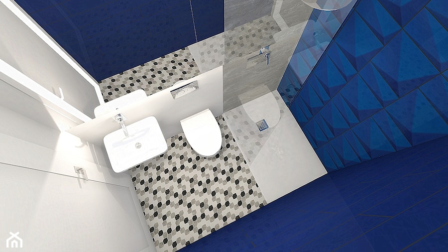 kobaltowa łazienka - zdjęcie od ONE HOME Studio Architektury Wnętrz