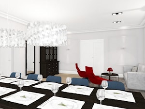 Balice salon - Średni szary salon z jadalnią z barkiem, styl tradycyjny - zdjęcie od ONE HOME Studio Architektury Wnętrz