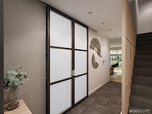 Projekt szeregówki - SZKOCJA - Duży szary hol / przedpokój, styl minimalistyczny - zdjęcie od Modelove Studio