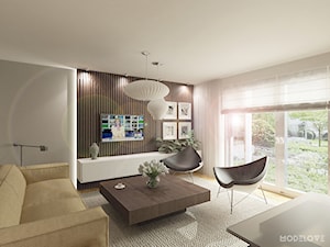 Projekt szeregówki - SZKOCJA - Średni szary salon, styl minimalistyczny - zdjęcie od Modelove Studio