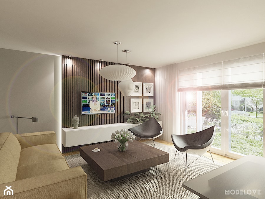 Projekt szeregówki - SZKOCJA - Średni szary salon, styl minimalistyczny - zdjęcie od Modelove Studio