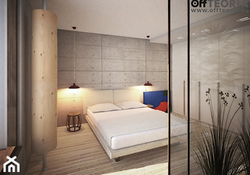 Stodoła - Duża szara sypialnia, styl minimalistyczny - zdjęcie od offteoria
