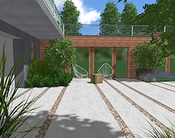 Ogród na dwóch poziomach - Średni ogród przed domem - zdjęcie od Rock&Flower studio - Homebook