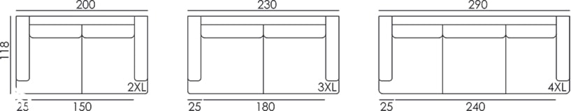 Wymiary Poszczególnych Brył CHELSEA XL PRIMAVERA FURNITURE - zdjęcie od Primavera Furniture