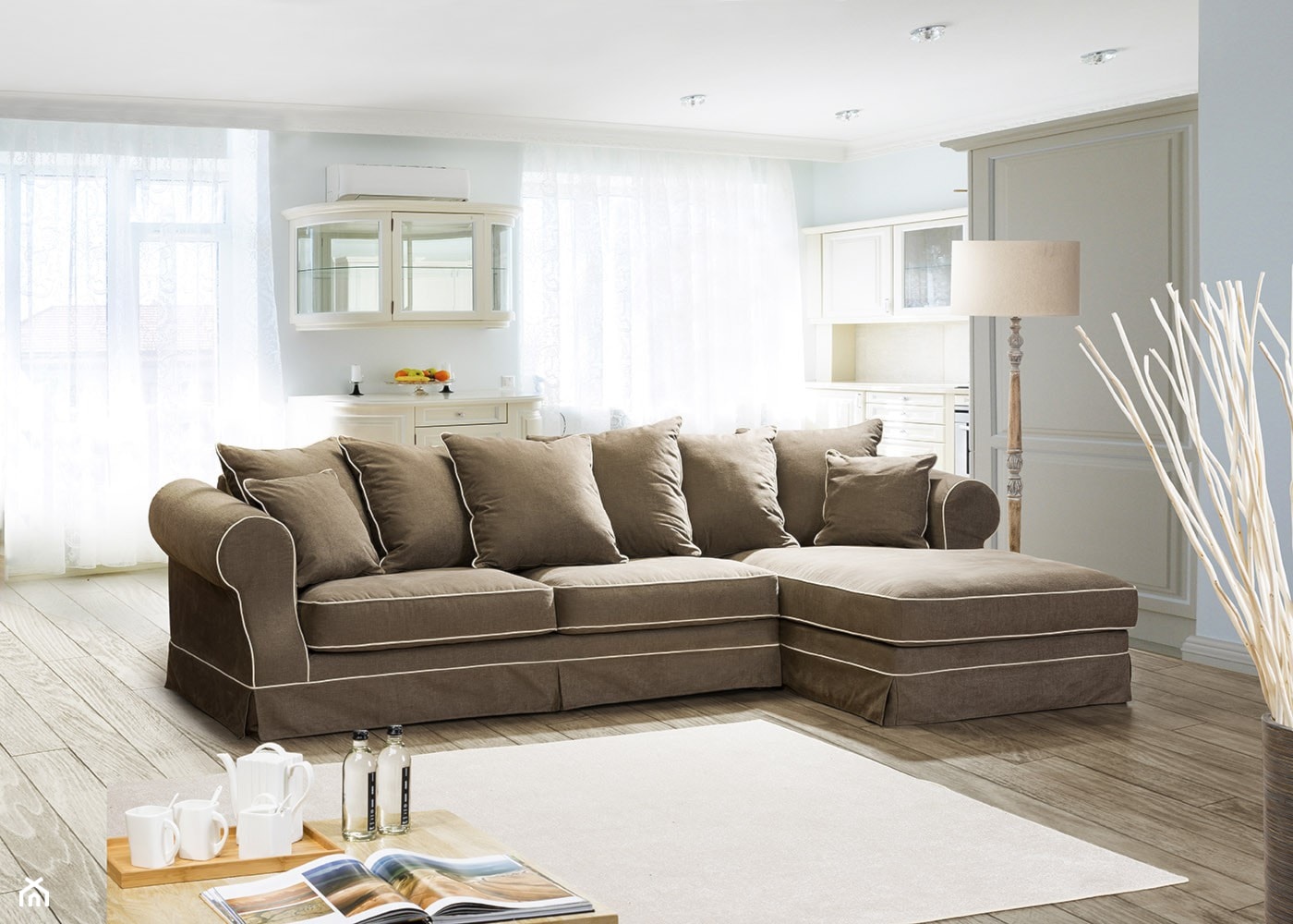 Sofa z szezlongiem oraz luźnym pokrowcem Elena PRIMAVERA FURNITURE - zdjęcie od Primavera Furniture - Homebook