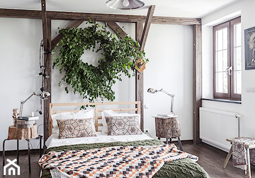 Forest in home - Duża biała sypialnia, styl nowoczesny - zdjęcie od bogusias_dream