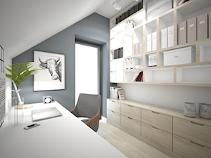 Dom minimalistów - Średnie z zabudowanym biurkiem szare biuro - zdjęcie od GRUPA NONO