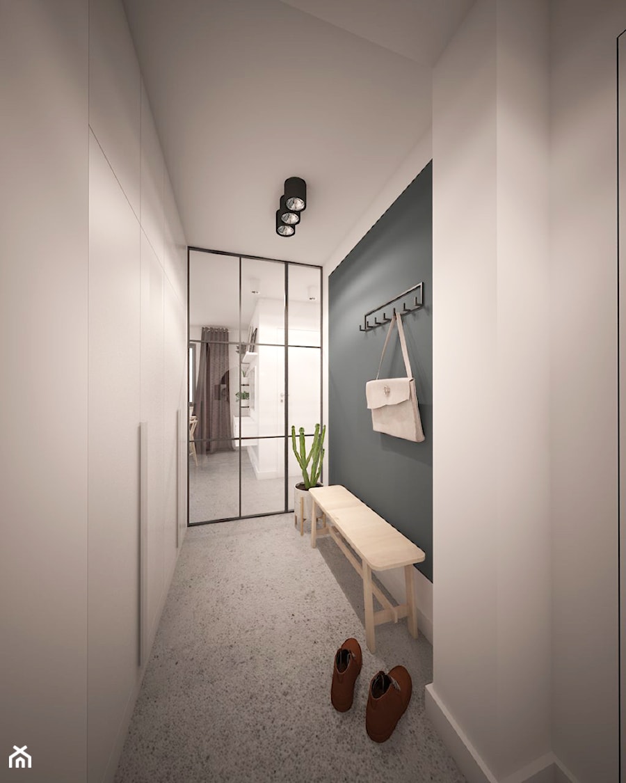 Dom minimalistów - Średni z wieszakiem biały czarny hol / przedpokój - zdjęcie od GRUPA NONO