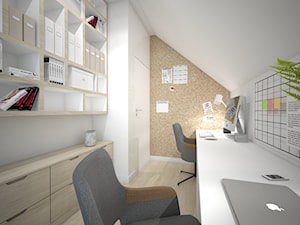 Dom minimalistów - Średnie z zabudowanym biurkiem białe biuro - zdjęcie od GRUPA NONO