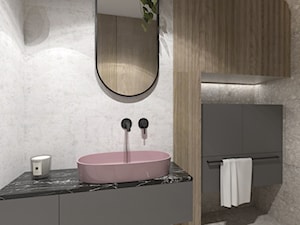 Dom, w którym szlachetne materiały spotykają nowoczesne formy - Mała na poddaszu bez okna z lustrem łazienka - zdjęcie od GRUPA NONO
