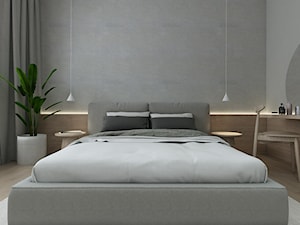 Projekt wnętrz domu w Tarnowie Podgórnym /2/ - sypialnia z wygodnym łóżkiem - zdjęcie od YONO Architecture