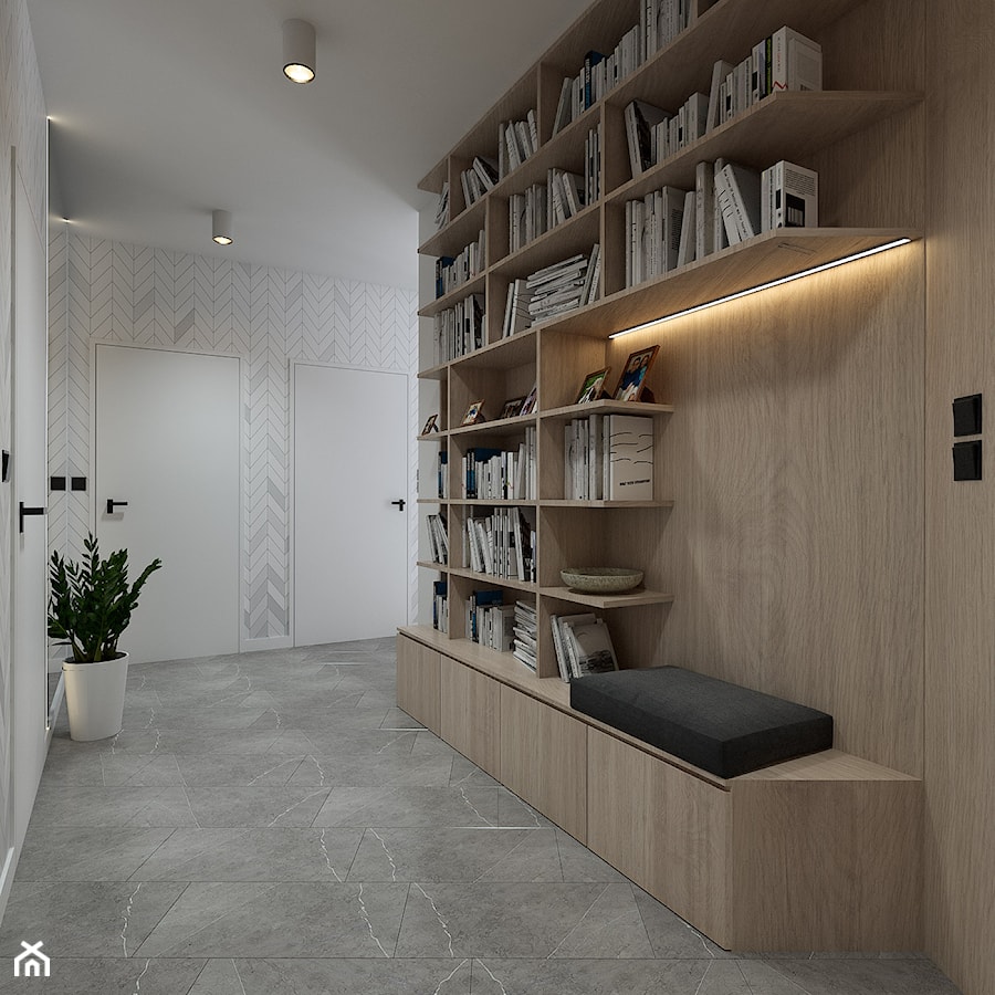 Projekt wnętrz mieszkania w Toruniu /4/ - geometryczny korytarz - zdjęcie od YONO Architecture