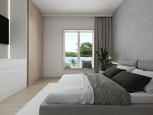 Projekt wnętrz domu w Tarnowie Podgórnym /2/ - sypialnia z wygodnym łóżkiem /2/ - zdjęcie od YONO Architecture