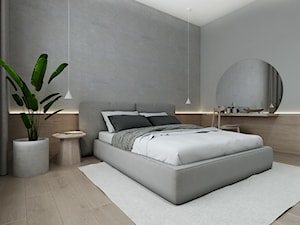Projekt wnętrz domu w Tarnowie Podgórnym /2/ - sypialnia z wygodnym łóżkiem /1/ - zdjęcie od YONO Architecture