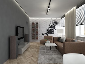 Mieszkanie przy Parku Moczydło_Warszawa - Średni biały szary salon - zdjęcie od iHome Studio