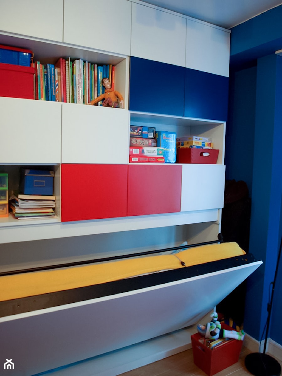 Mieszkanie 80m2 - Niebieski pokój dziecka dla dziecka dla chłopca dla dziewczynki dla rodzeństwa, styl nowoczesny - zdjęcie od iHome Studio
