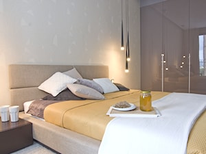 Apartament Grzybowska - Średnia beżowa sypialnia, styl nowoczesny - zdjęcie od iHome Studio