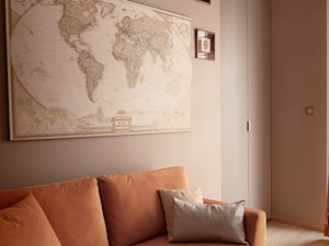 Akcent orientu we wnętrzu - Średnie w osobnym pomieszczeniu z sofą czarne szare biuro, styl nowoczesny - zdjęcie od iHome Studio