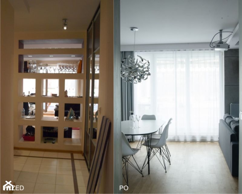 Metamorfoza mieszkania 70m2 - Średnia jadalnia w salonie, styl nowoczesny - zdjęcie od iHome Studio