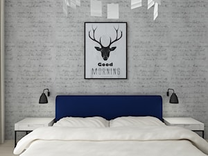 SKANDYNAWSKIE AKCENTY - Średnia biała szara sypialnia, styl skandynawski - zdjęcie od iHome Studio