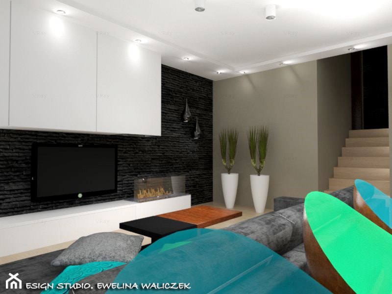 Mieszkanie 3-poziomowe - wersja 1 - Salon, styl nowoczesny - zdjęcie od ESIGN