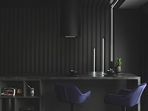 apartament | Poznań - Mała otwarta czarna kuchnia jednorzędowa z wyspą lub półwyspem z oknem, styl nowoczesny - zdjęcie od jaga_kraupe