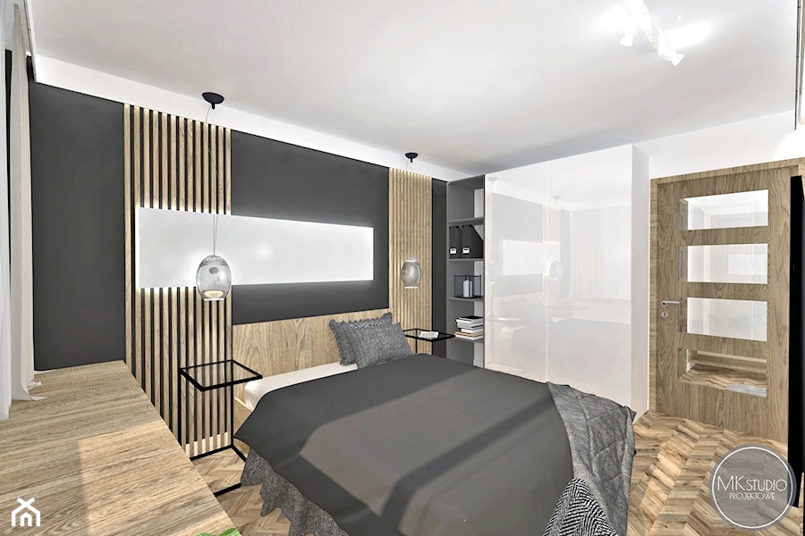 mieszkanie 55m2 - Sypialnia, styl nowoczesny - zdjęcie od MK STUDIO PROJEKTOWE